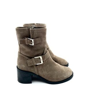 Aquatalia Taupe Moto Anke Boots Size 9
